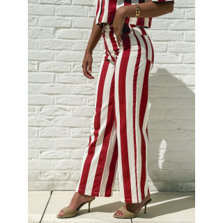 Pantalon Célia - Rouge/Ecru