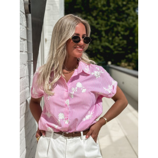 Chemise lignée Blanka - Rose