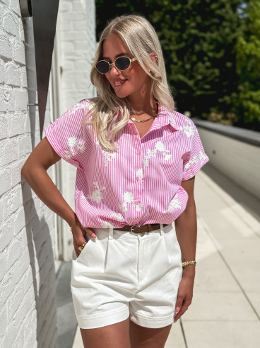 Chemise lignée Blanka - Rose