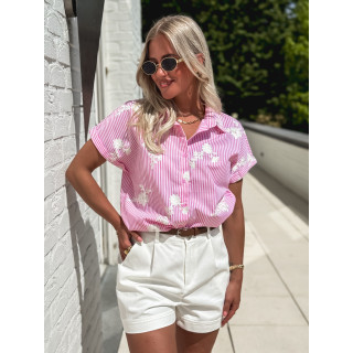 Chemise lignée Blanka - Rose