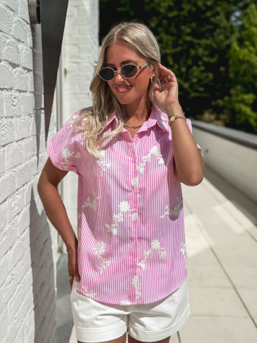 Chemise lignée Blanka - Rose
