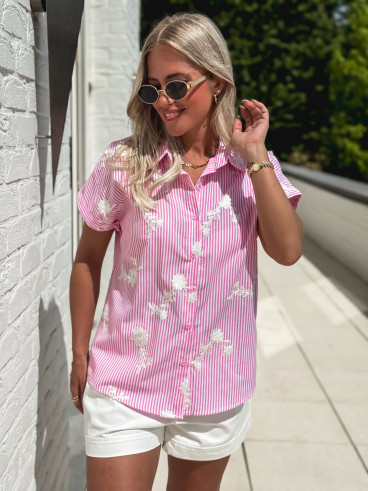 Chemise lignée Blanka - Rose
