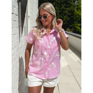 Chemise lignée Blanka - Rose