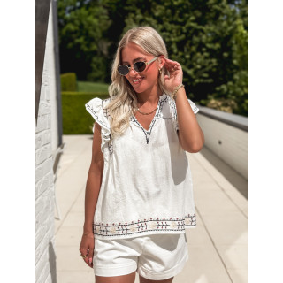Blouse Lætitia - Ecru/Bleu marine