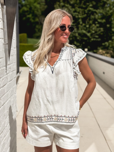 Blouse Lætitia - Ecru/Bleu marine