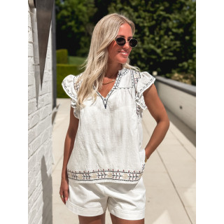 Blouse Lætitia - Ecru/Bleu marine