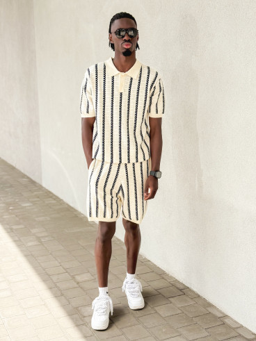 Ensemble ligné Aldo - Crème/Marine Ensemble ligné Aldo - Crème/Marine