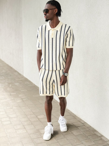 Ensemble ligné Aldo - Crème/Marine Ensemble ligné Aldo - Crème/Marine