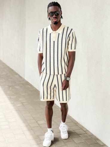 Ensemble ligné Aldo - Crème/Marine Ensemble ligné Aldo - Crème/Marine