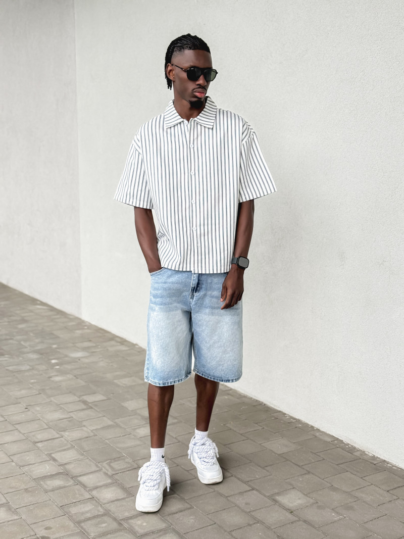 Chemise lignée Josh - Blanc/Bleu Chemise lignée Josh - Blanc/Bleu