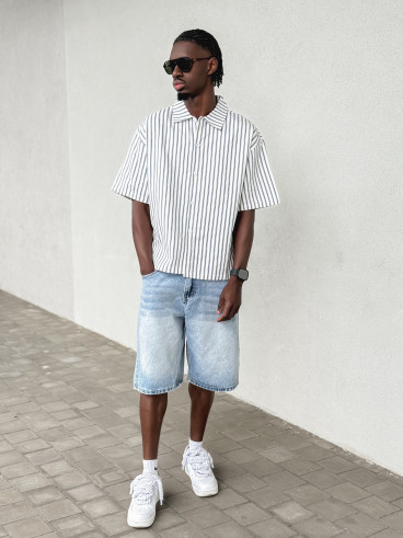 Chemise lignée Josh - Blanc/Bleu