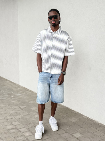 Chemise lignée Josh - Blanc/Bleu Chemise lignée Josh - Blanc/Bleu