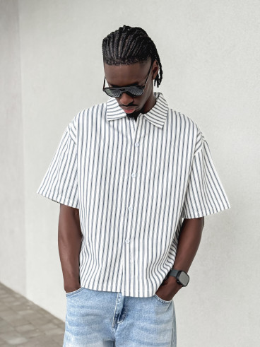 Chemise lignée Josh - Blanc/Bleu Chemise lignée Josh - Blanc/Bleu