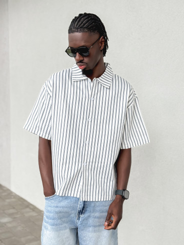 Chemise lignée Josh - Blanc/Bleu Chemise lignée Josh - Blanc/Bleu