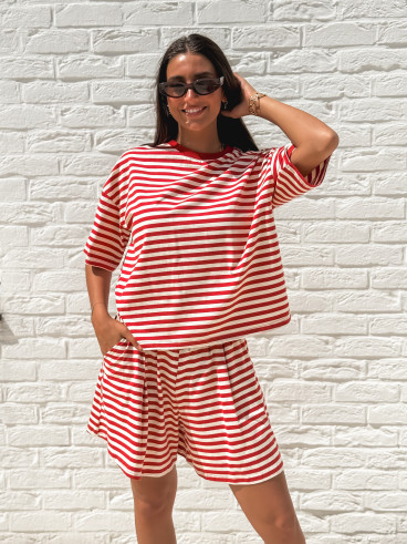 T-shirt Nolya - Rouge/Beige