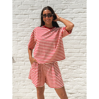 T-shirt Nolya - Rouge/Beige