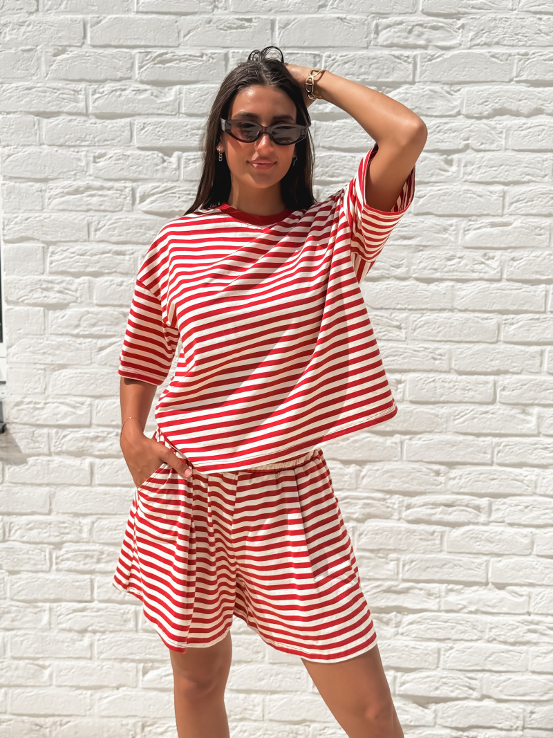 T-shirt Nolya - Rouge/Beige T-shirt Nolya - Rouge/Beige