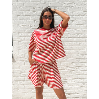 T-shirt Nolya - Rouge/Beige