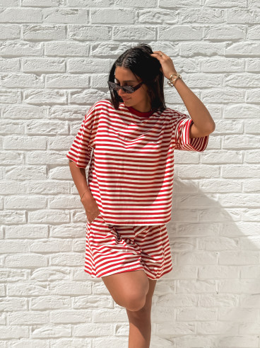T-shirt Nolya - Rouge/Beige T-shirt Nolya - Rouge/Beige