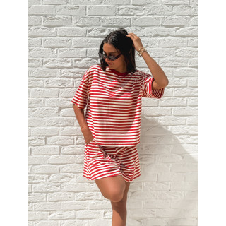 T-shirt Nolya - Rouge/Beige
