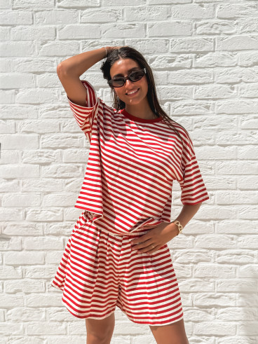 T-shirt Nolya - Rouge/Beige T-shirt Nolya - Rouge/Beige
