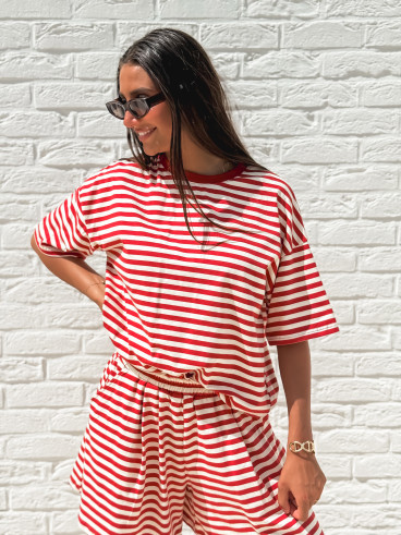 T-shirt Nolya - Rouge/Beige T-shirt Nolya - Rouge/Beige