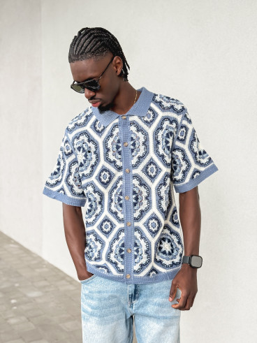 Chemise en crochet Robbin - Bleu Chemise en crochet Robbin - Bleu