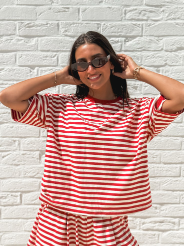 T-shirt Nolya - Rouge/Beige T-shirt Nolya - Rouge/Beige