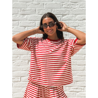 T-shirt Nolya - Rouge/Beige