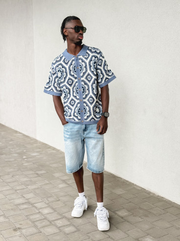 Chemise en crochet Robbin - Bleu Chemise en crochet Robbin - Bleu