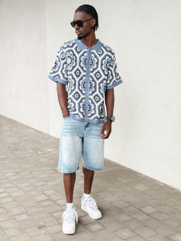 Chemise en crochet Robbin - Bleu Chemise en crochet Robbin - Bleu