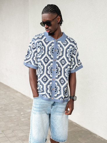 Chemise en crochet Robbin - Bleu Chemise en crochet Robbin - Bleu