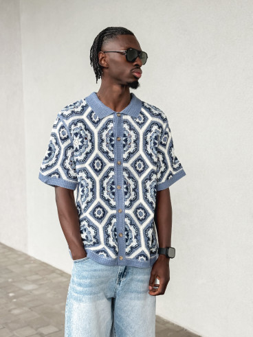Chemise en crochet Robbin - Bleu Chemise en crochet Robbin - Bleu