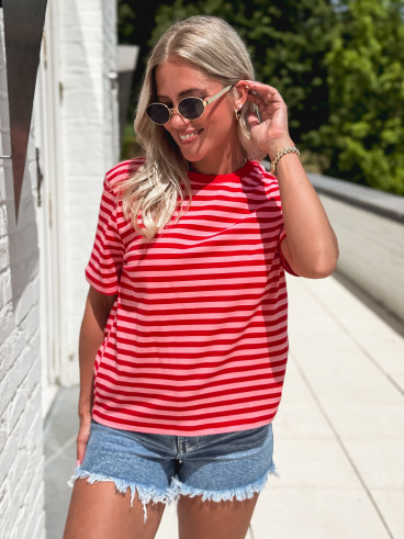 T-shirt ligné Orlaya - Rouge/Rose T-shirt ligné Orlaya - Rouge/Rose