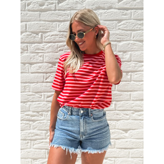 T-shirt ligné Orlaya - Rouge/Rose
