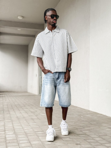 Chemise lignée Josh - Blanc/Bleu Chemise lignée Josh - Blanc/Bleu