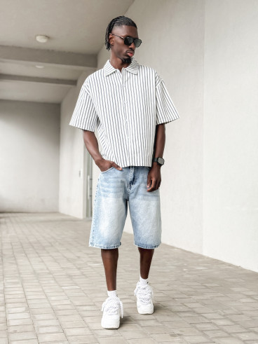 Chemise lignée Josh - Blanc/Bleu Chemise lignée Josh - Blanc/Bleu