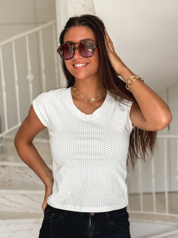 T-shirt à pois Soline - Blanc