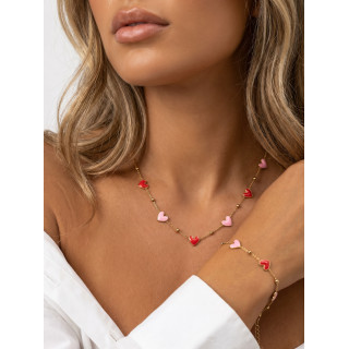 Collier "petits coeurs" - Rouge/Rose