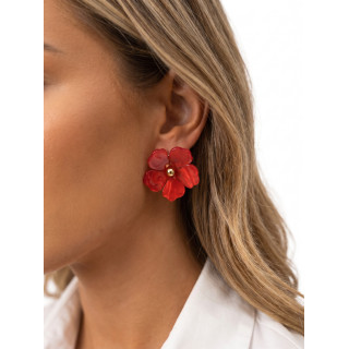 Boucles d'oreilles Hibiscus - Rouge