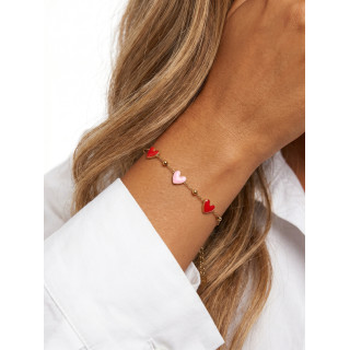 Bracelet "petits coeurs" - Rouge/Rose