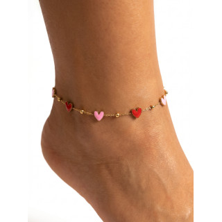 Chaine de cheville Carlotta - Rouge/Rose
