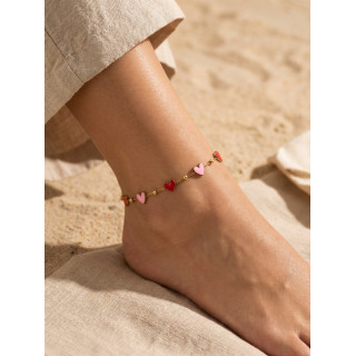 Chaine de cheville Carlotta - Rouge/Rose