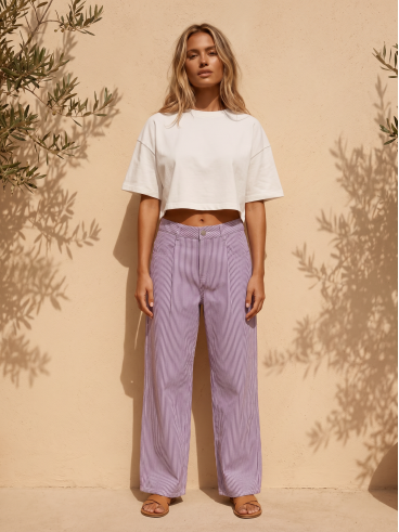 Jeans ligné Noraya - Violet