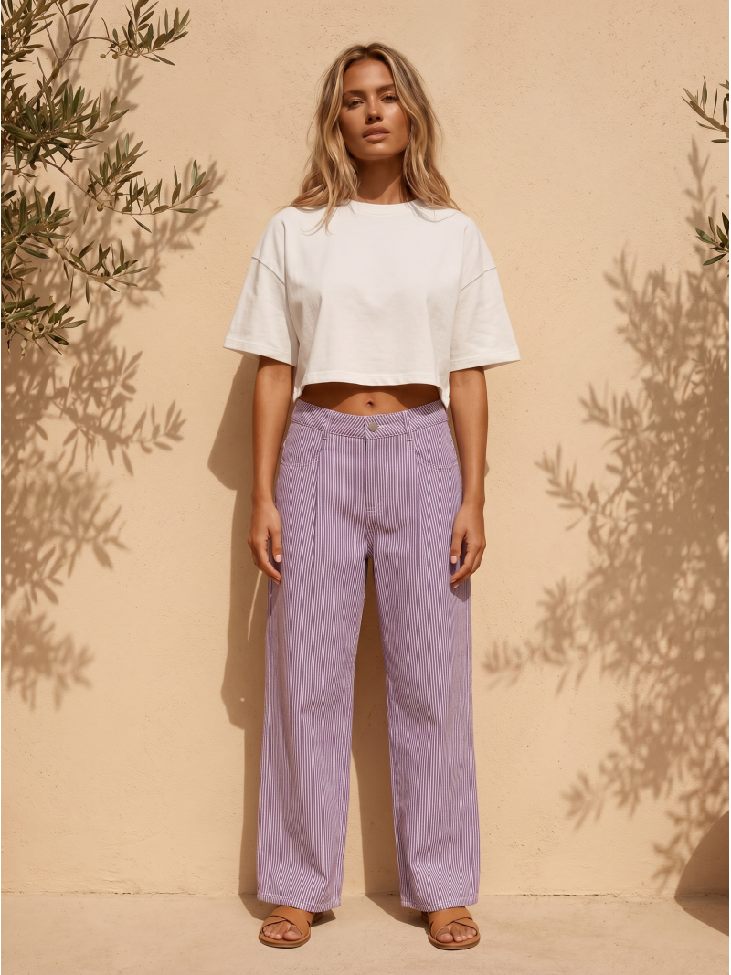 Jeans ligné Noraya - Violet Jeans ligné Noraya - Violet