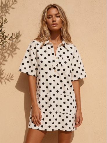 Robe à pois Zoéliane - Blanc