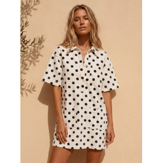 Robe à pois Zoéliane - Blanc