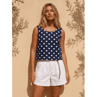 Blouse à Pois Numéa - Bleu marine