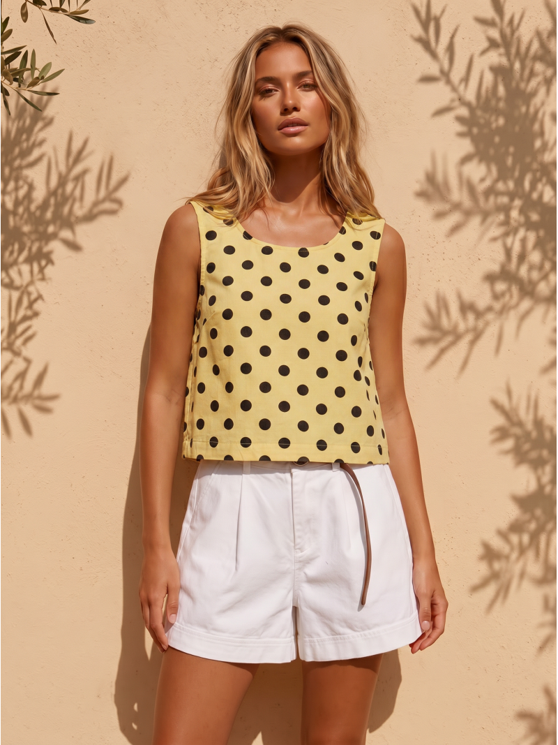 Top à pois Numéa - Jaune/Noir