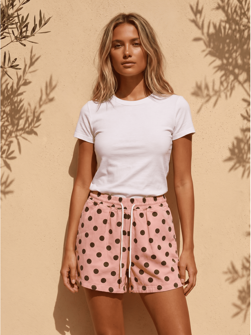 Short à pois Numéa - Rose/Noir